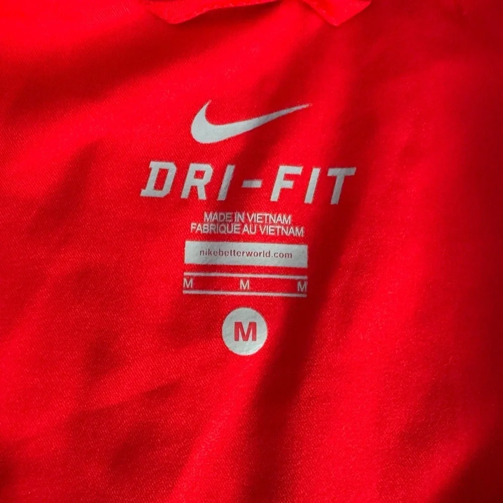 Nike Dri-FIT Mens Red Football Full Zip Training Jacket Medium Mock Neck Logo